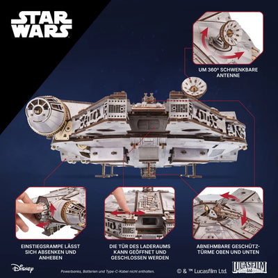 Ugears | Raumgleiter „Star Wars Millennium Falke™“ | 3D Holzpuzzle