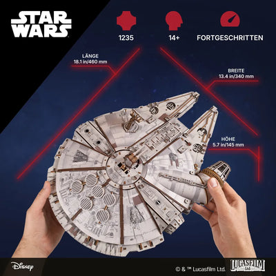 Ugears | Raumgleiter „Star Wars Millennium Falke™“ | 3D Holzpuzzle