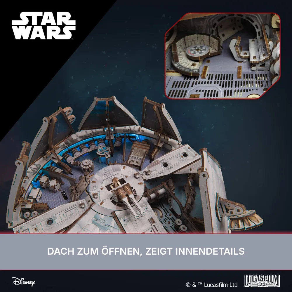 Ugears | Raumgleiter „Star Wars Millennium Falke™“ | 3D Holzpuzzle