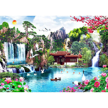 Wasserfälle im japanischen Garten
