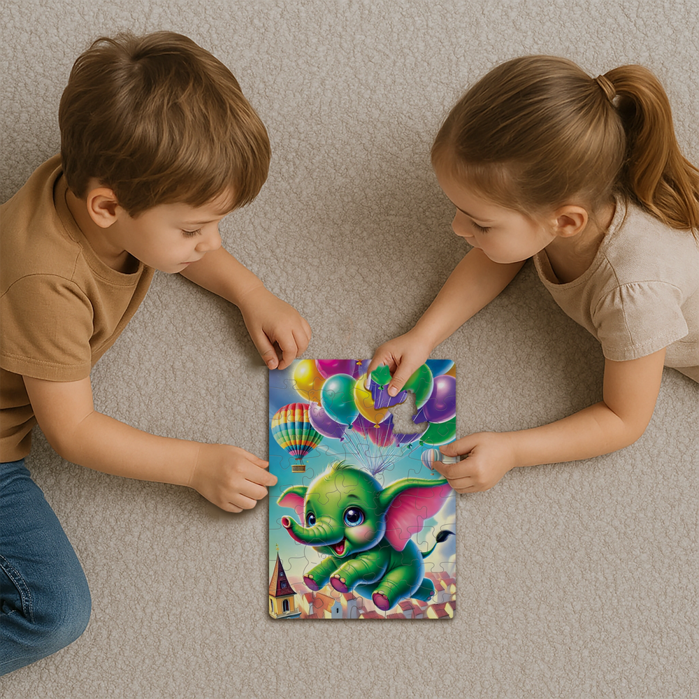 WOODEN.CITY – Abenteuer Mit Fliegenden Elefanten | 3D Holzpuzzle - Lama Welt