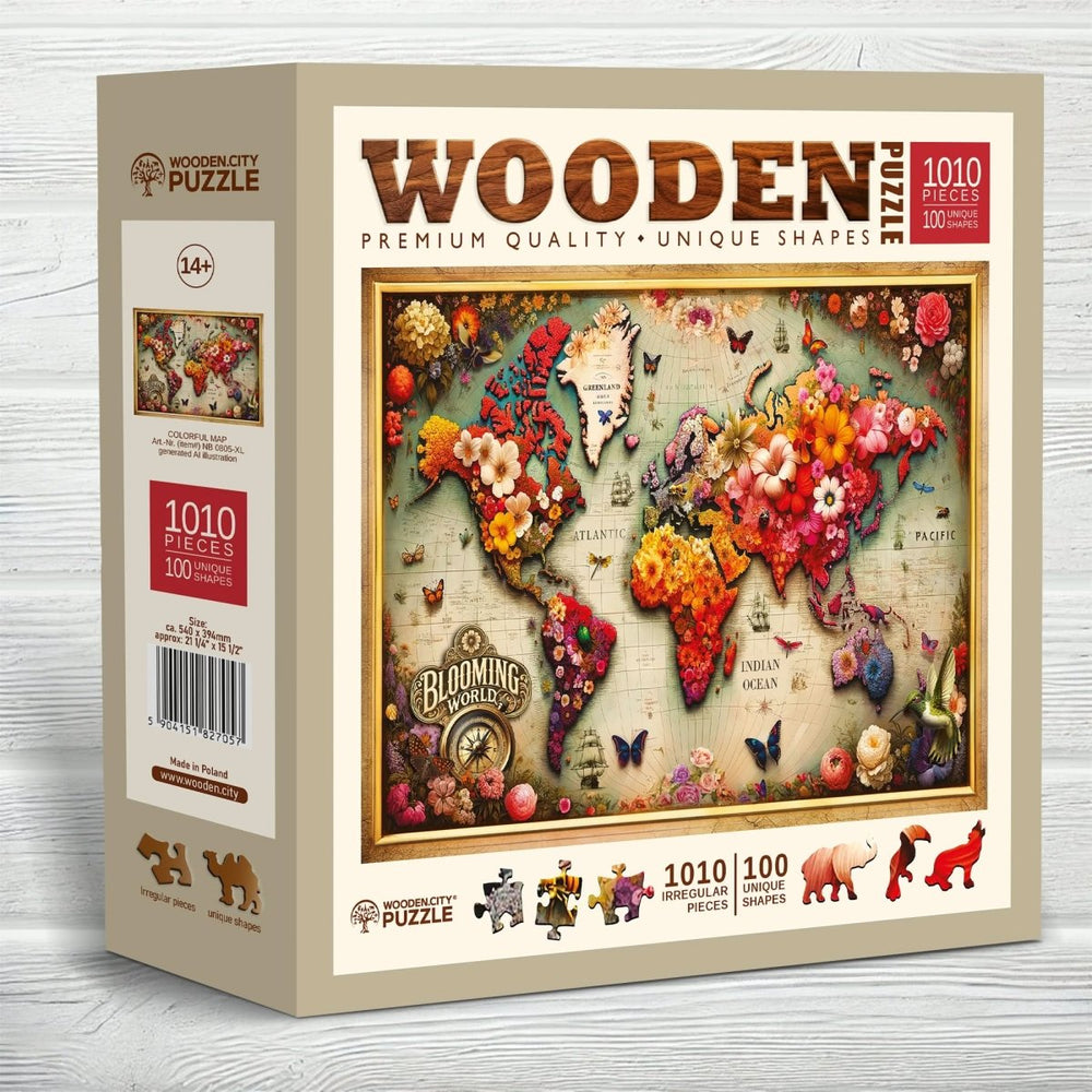 WOODEN.CITY – Farbenfrohe Karte | 3D Holzpuzzle - Lama Welt