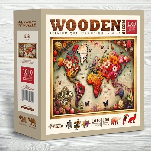 WOODEN.CITY – Farbenfrohe Karte | 3D Holzpuzzle - Lama Welt