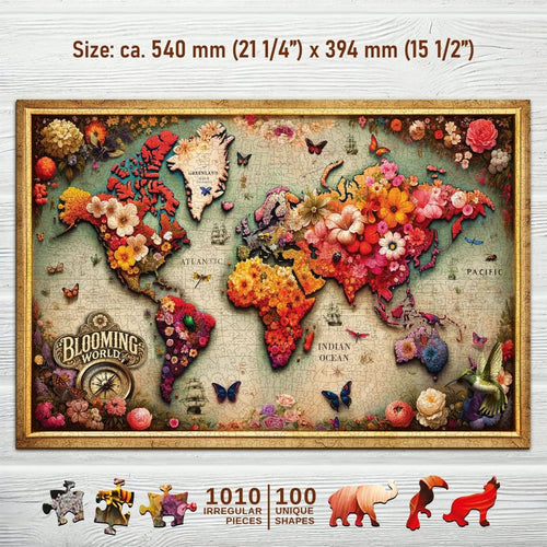 WOODEN.CITY – Farbenfrohe Karte | 3D Holzpuzzle - Lama Welt