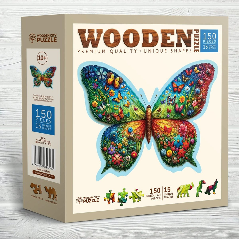 WOODEN.CITY – Farbenfroher Schmetterling | 3D Holzpuzzle - Lama Welt