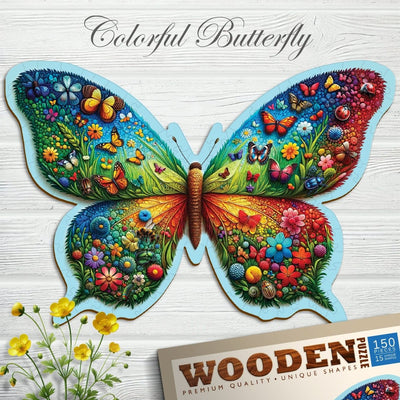 WOODEN.CITY – Farbenfroher Schmetterling | 3D Holzpuzzle - Lama Welt