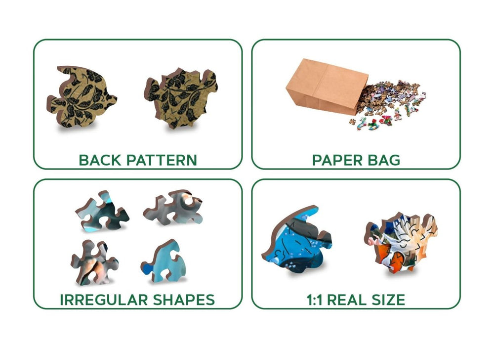 WOODEN.CITY – Fröhliche Delfine | 3D Holzpuzzle - Lama Welt