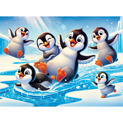 WOODEN.CITY – Glückliche Pinguine | 3D Holzpuzzle - Lama Welt