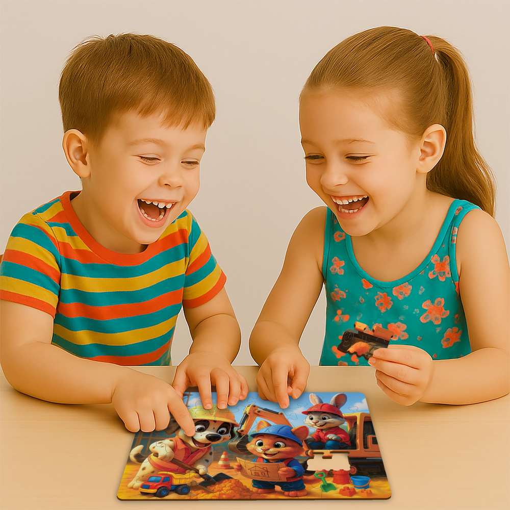 WOODEN.CITY – Glückliches Team | 3D Holzpuzzle - Lama Welt