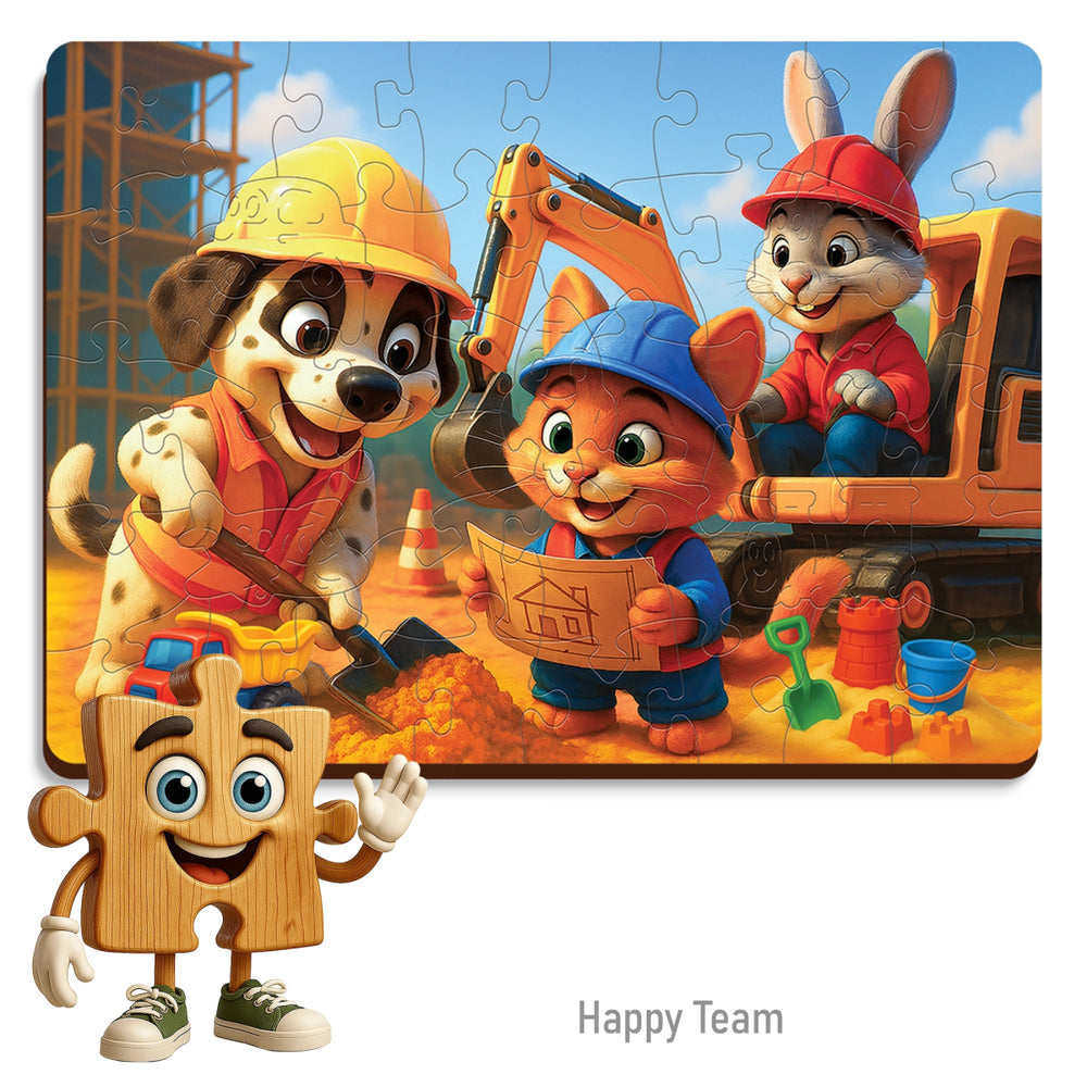 WOODEN.CITY – Glückliches Team | 3D Holzpuzzle - Lama Welt