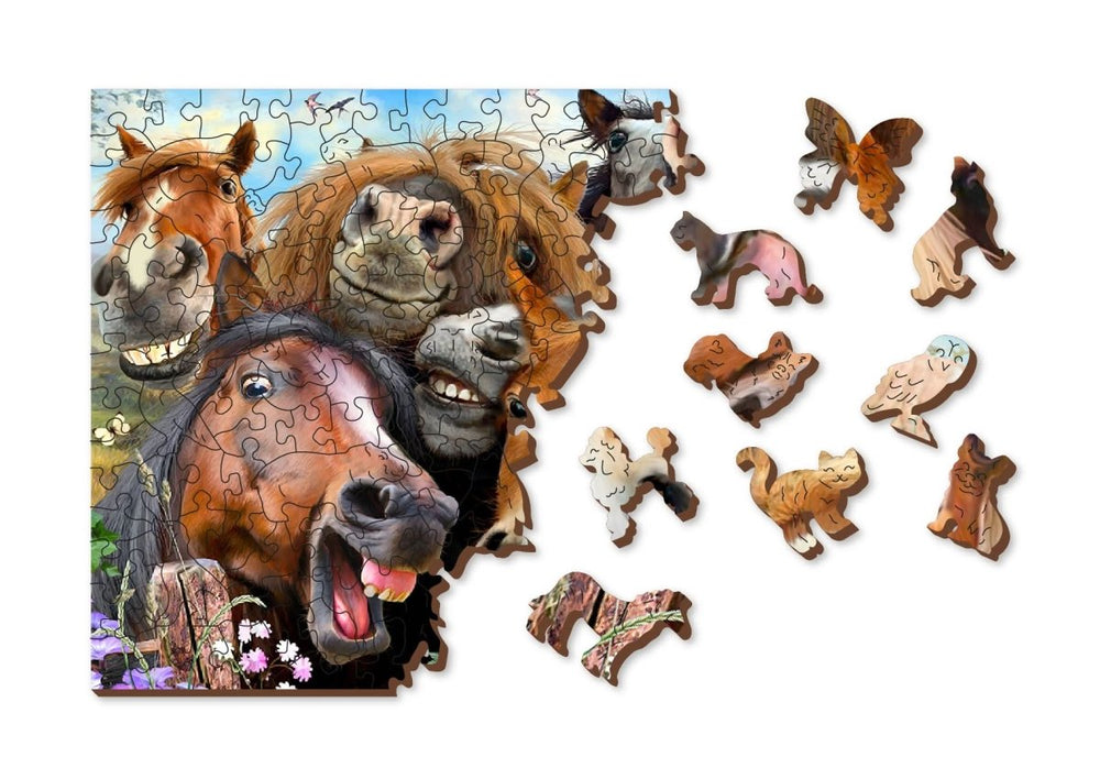 WOODEN.CITY – Herumtollen Mit Pferden | 3D Holzpuzzle - Lama Welt