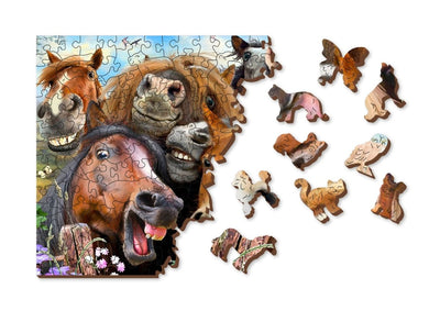 WOODEN.CITY – Herumtollen Mit Pferden | 3D Holzpuzzle - Lama Welt