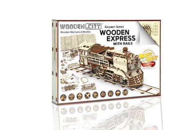 WOODEN.CITY – Holzexpress Mit Gleisen | 3D Holzpuzzle - Lama Welt