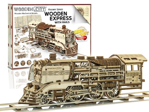 WOODEN.CITY – Holzexpress Mit Gleisen | 3D Holzpuzzle - Lama Welt