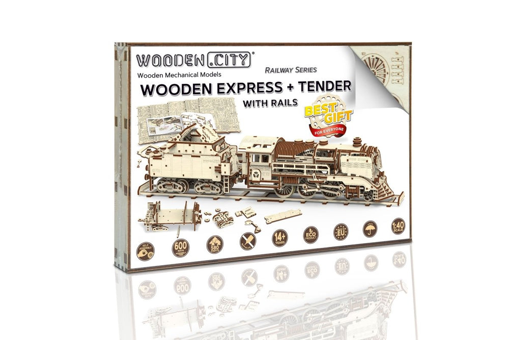 WOODEN.CITY – Holzexpress Mit Tender Und Gleisen | 3D Holzpuzzle - Lama Welt