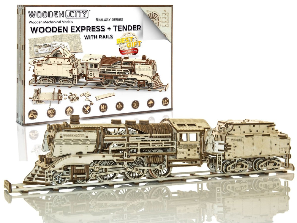 WOODEN.CITY – Holzexpress Mit Tender Und Gleisen | 3D Holzpuzzle - Lama Welt