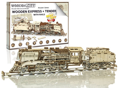 WOODEN.CITY – Holzexpress Mit Tender Und Gleisen | 3D Holzpuzzle - Lama Welt