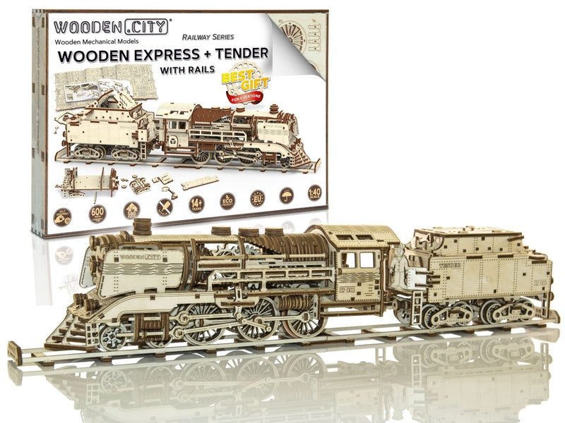 WOODEN.CITY – Holzexpress Mit Tender Und Gleisen | 3D Holzpuzzle - Lama Welt