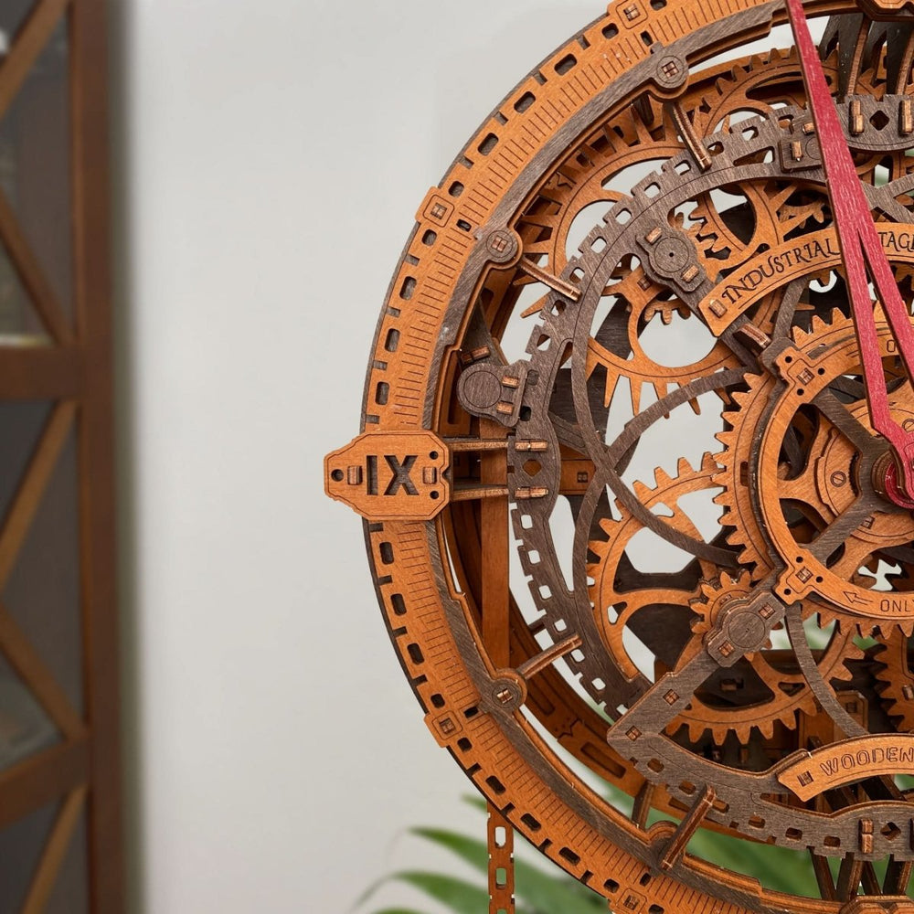 WOODEN.CITY – Industrielle Vintage - Wanduhr | 3D Holzpuzzle - Lama Welt