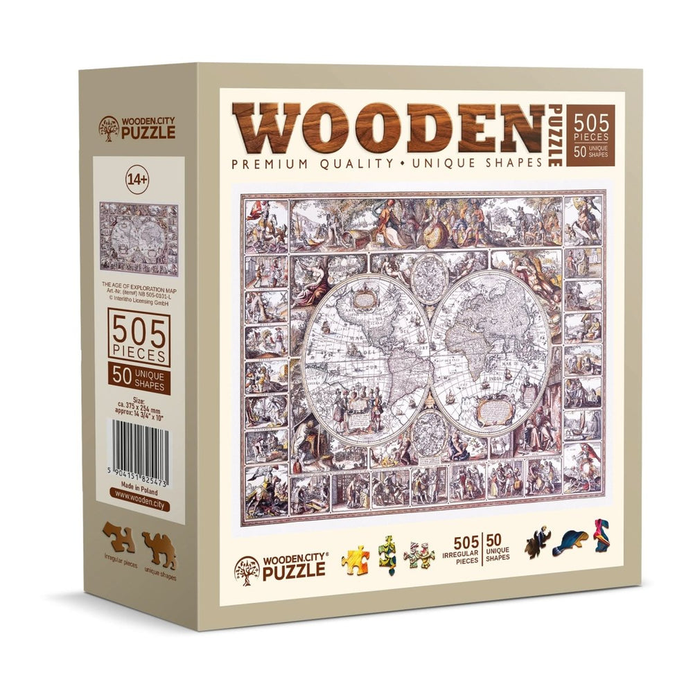 WOODEN.CITY – Karte Des Zeitalters Der Entdeckungen | 3D Holzpuzzle - Lama Welt