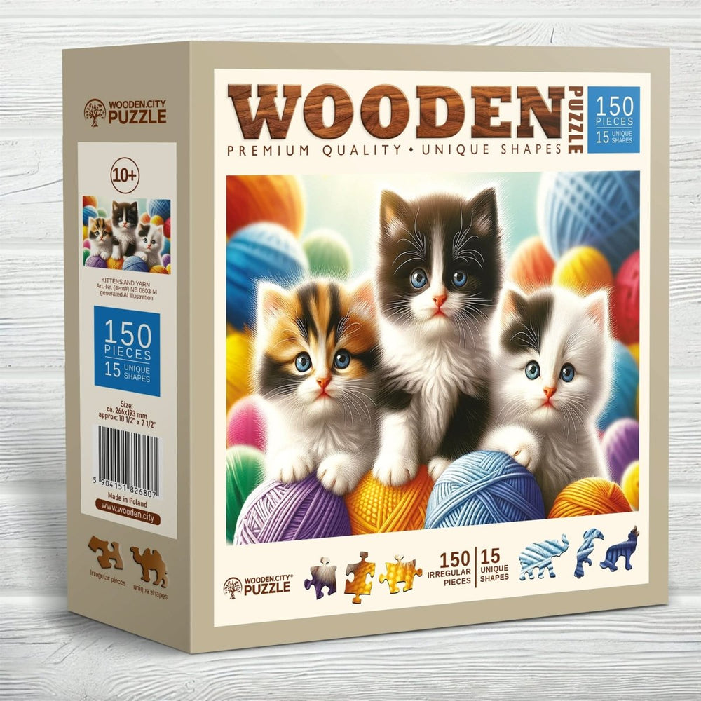 WOODEN.CITY – Kätzchen Und Wolle | 3D Holzpuzzle - Lama Welt