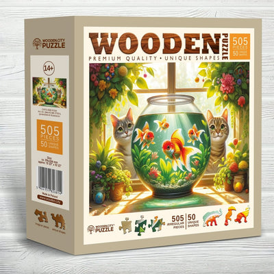 WOODEN.CITY – Katzen Und Fische | 3D Holzpuzzle - Lama Welt