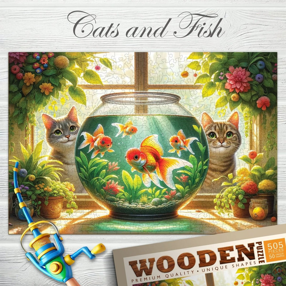 WOODEN.CITY – Katzen Und Fische | 3D Holzpuzzle - Lama Welt