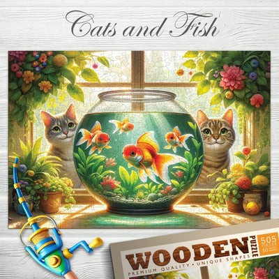 WOODEN.CITY – Katzen Und Fische | 3D Holzpuzzle - Lama Welt