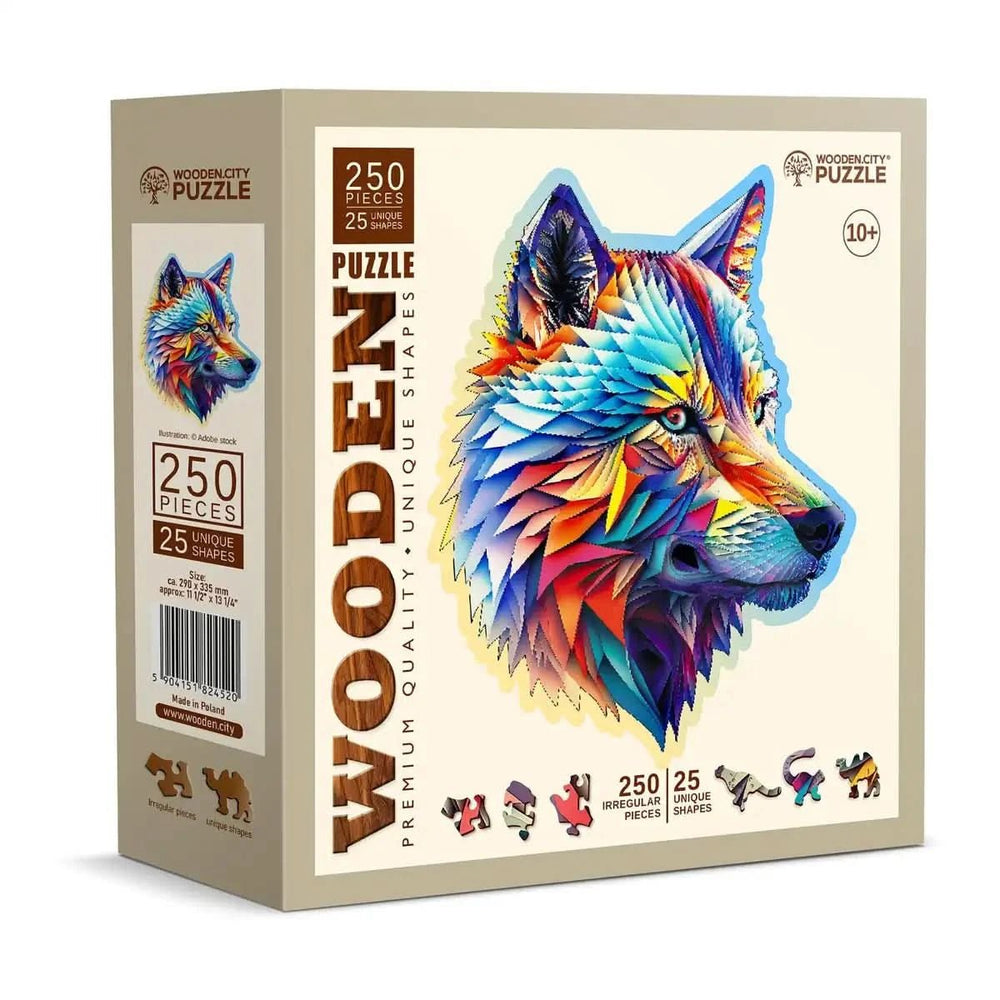 WOODEN.CITY – Klassischer Wolf | 3D Holzpuzzle - Lama Welt