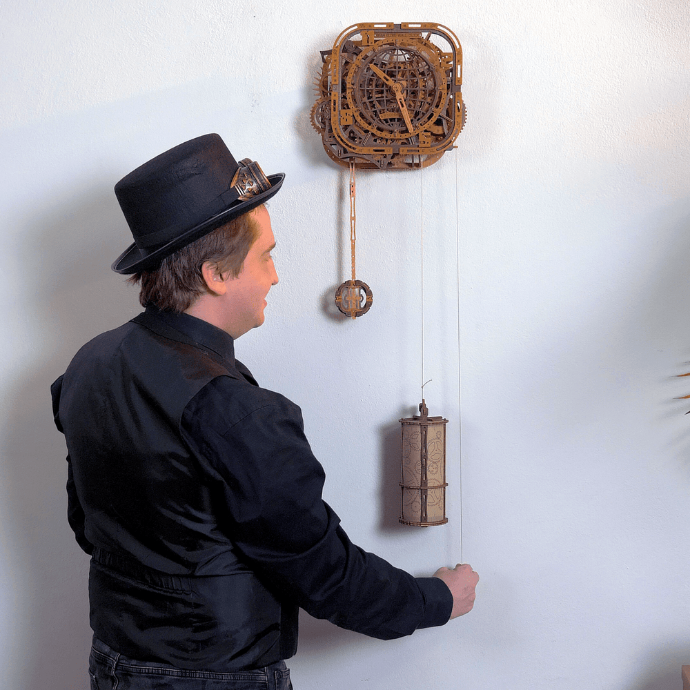 Wooden.City l Gear Globe Wanduhr l 3D Holzpuzzle - Lama Welt