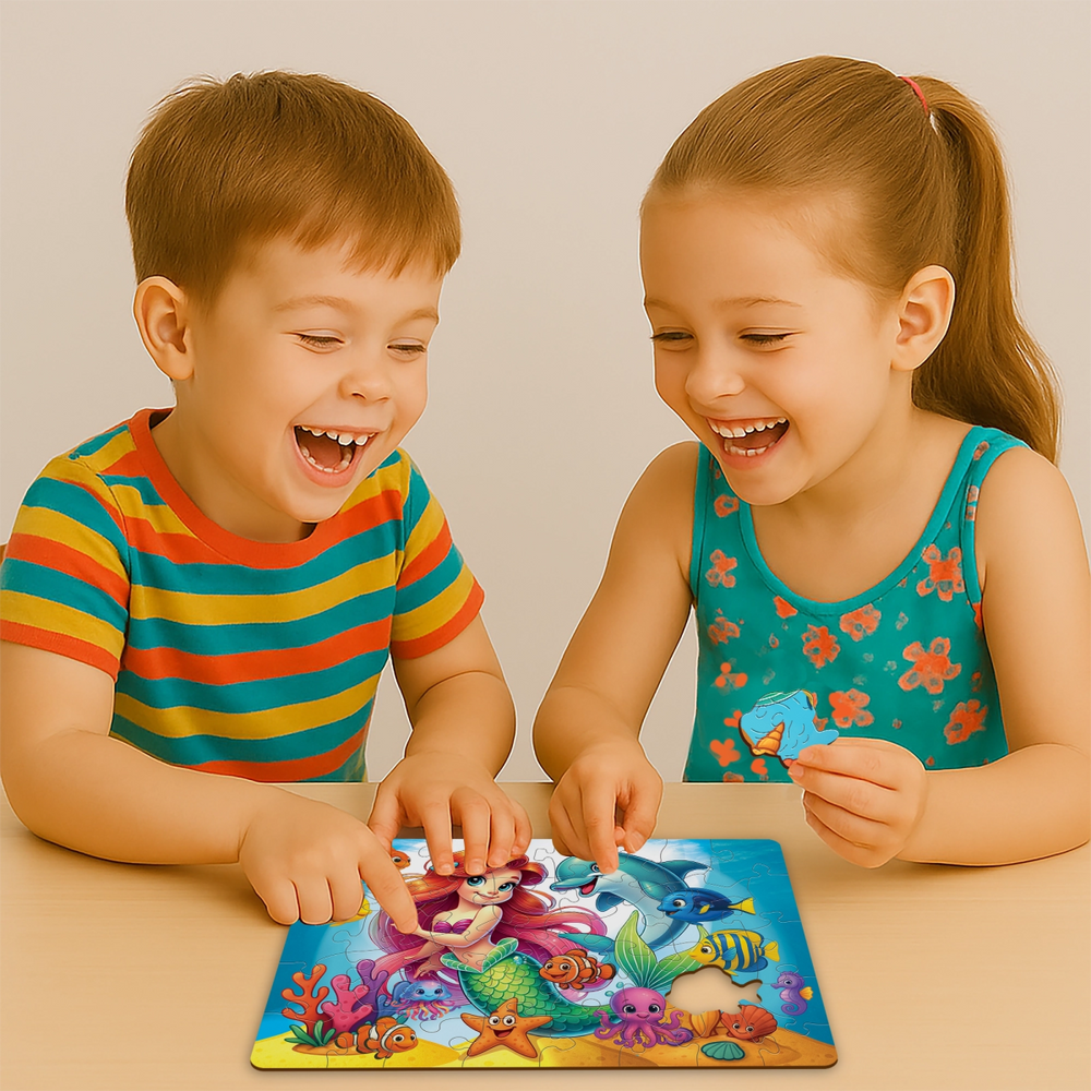 WOODEN.CITY – Meerjungfrau Und Delfin | 3D Holzpuzzle - Lama Welt