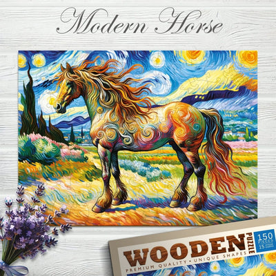 WOODEN.CITY – Modernes Pferd | 3D Holzpuzzle - Lama Welt