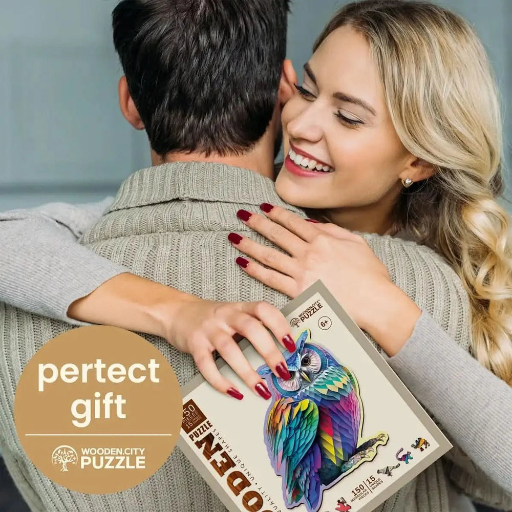 WOODEN.CITY – Modische Eule | 3D Holzpuzzle - Lama Welt