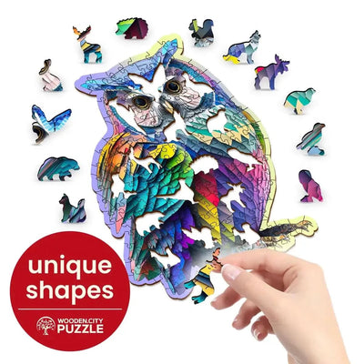 WOODEN.CITY – Modische Eule | 3D Holzpuzzle - Lama Welt