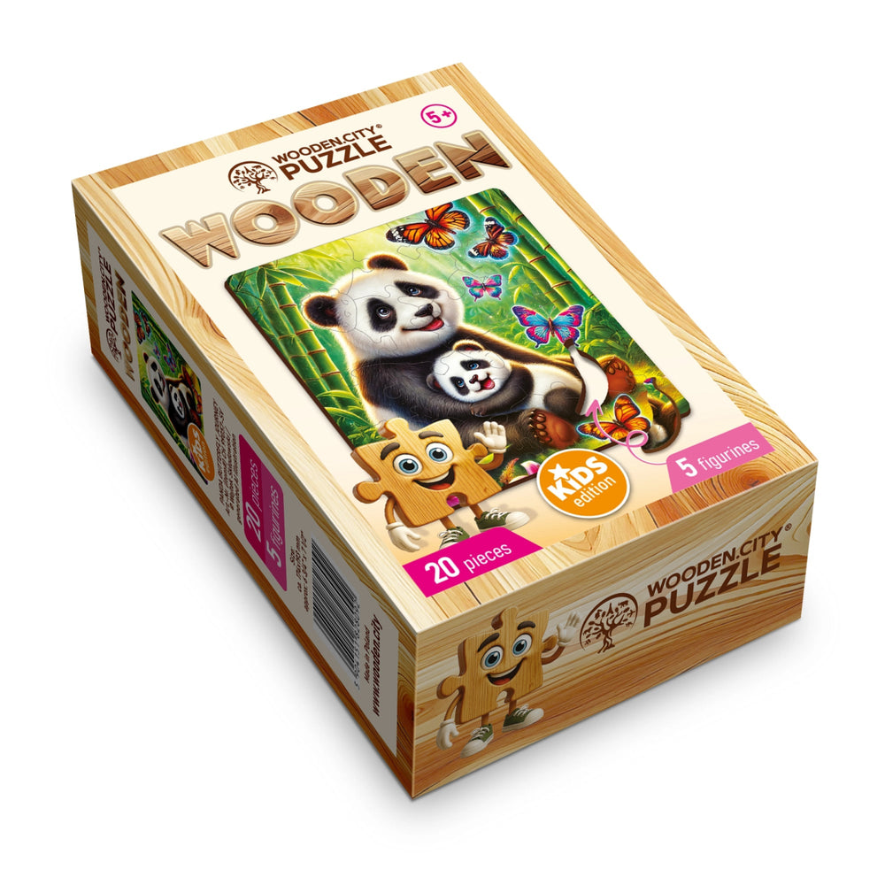 WOODEN.CITY – Panda - Schmetterlingsreise | 3D Holzpuzzle - Lama Welt