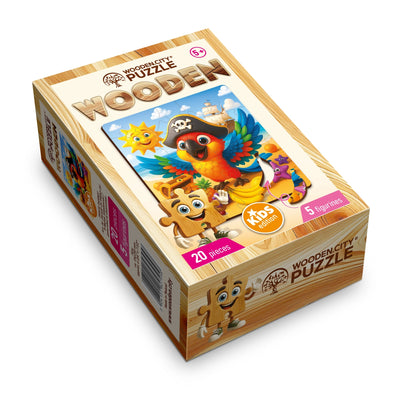 WOODEN.CITY – Piratenpapagei | 3D Holzpuzzle - Lama Welt