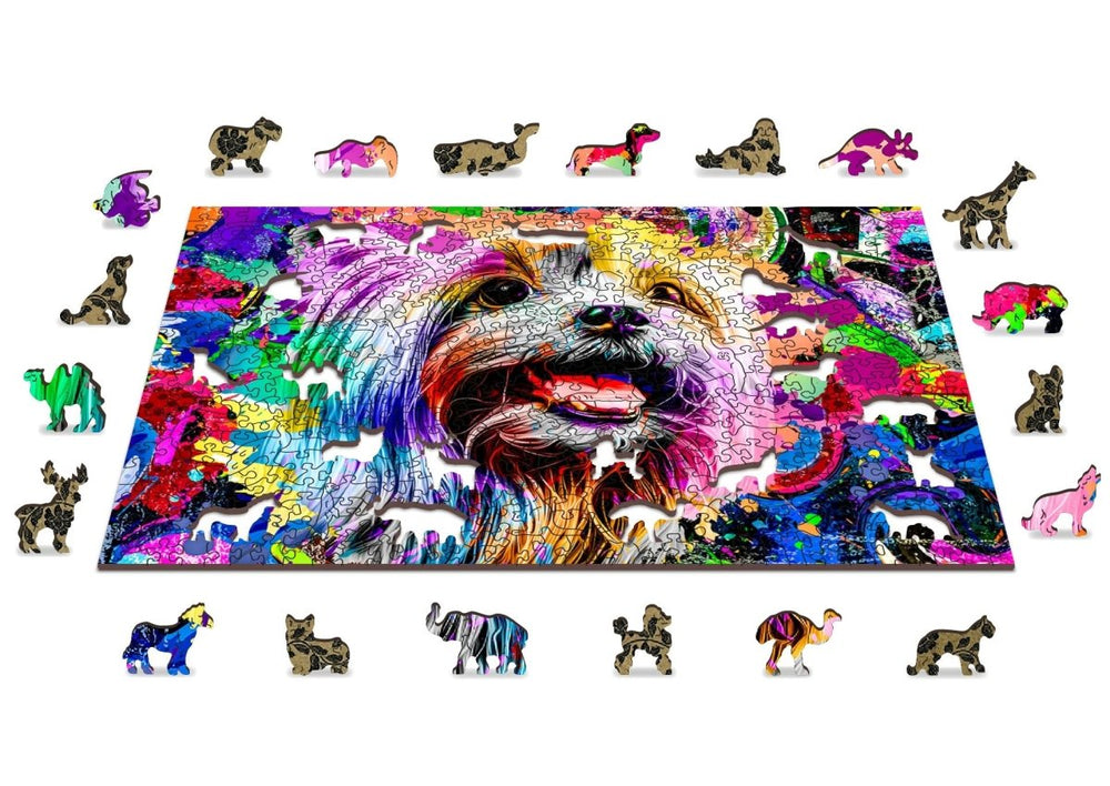 WOODEN.CITY – Pop Art Yorkshire Terrier | 3D Holzpuzzle - Lama Welt