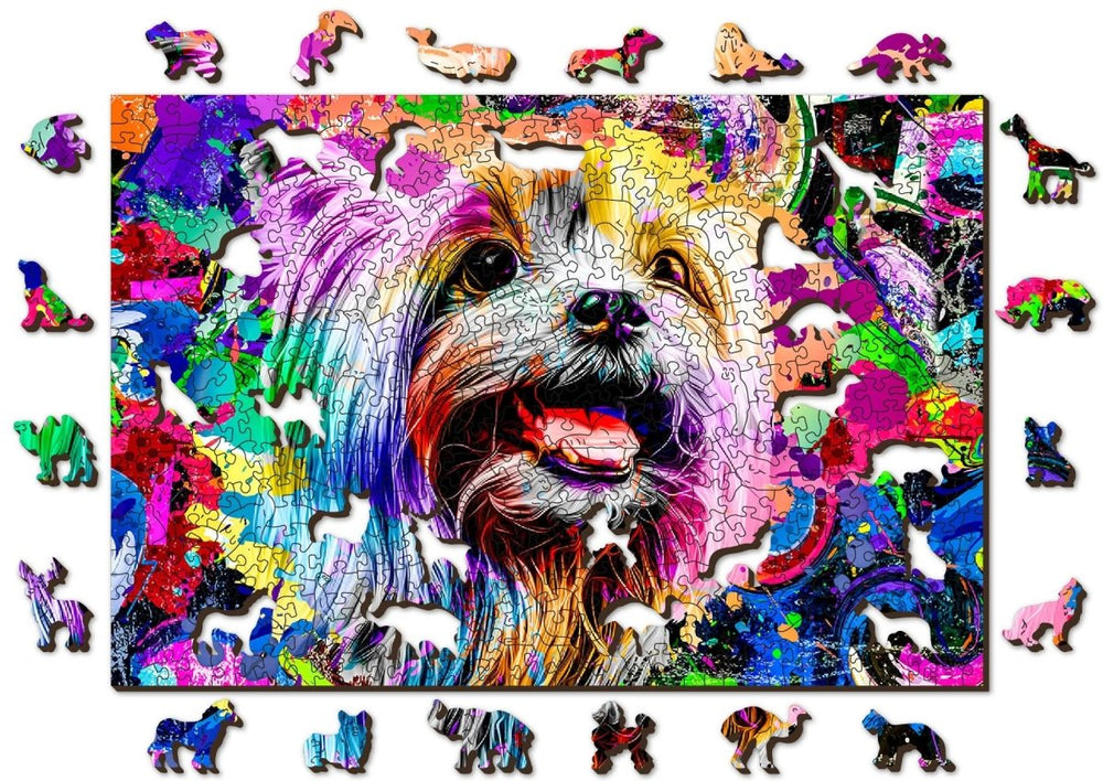 WOODEN.CITY – Pop Art Yorkshire Terrier | 3D Holzpuzzle - Lama Welt