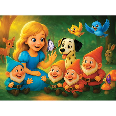 WOODEN.CITY – Prinzessin Und Die Zwerge | 3D Holzpuzzle - Lama Welt