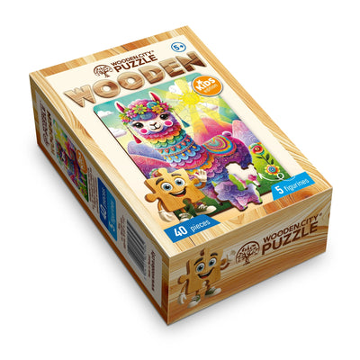 WOODEN.CITY – Regenbogen Ruft Zur Party | 3D Holzpuzzle - Lama Welt