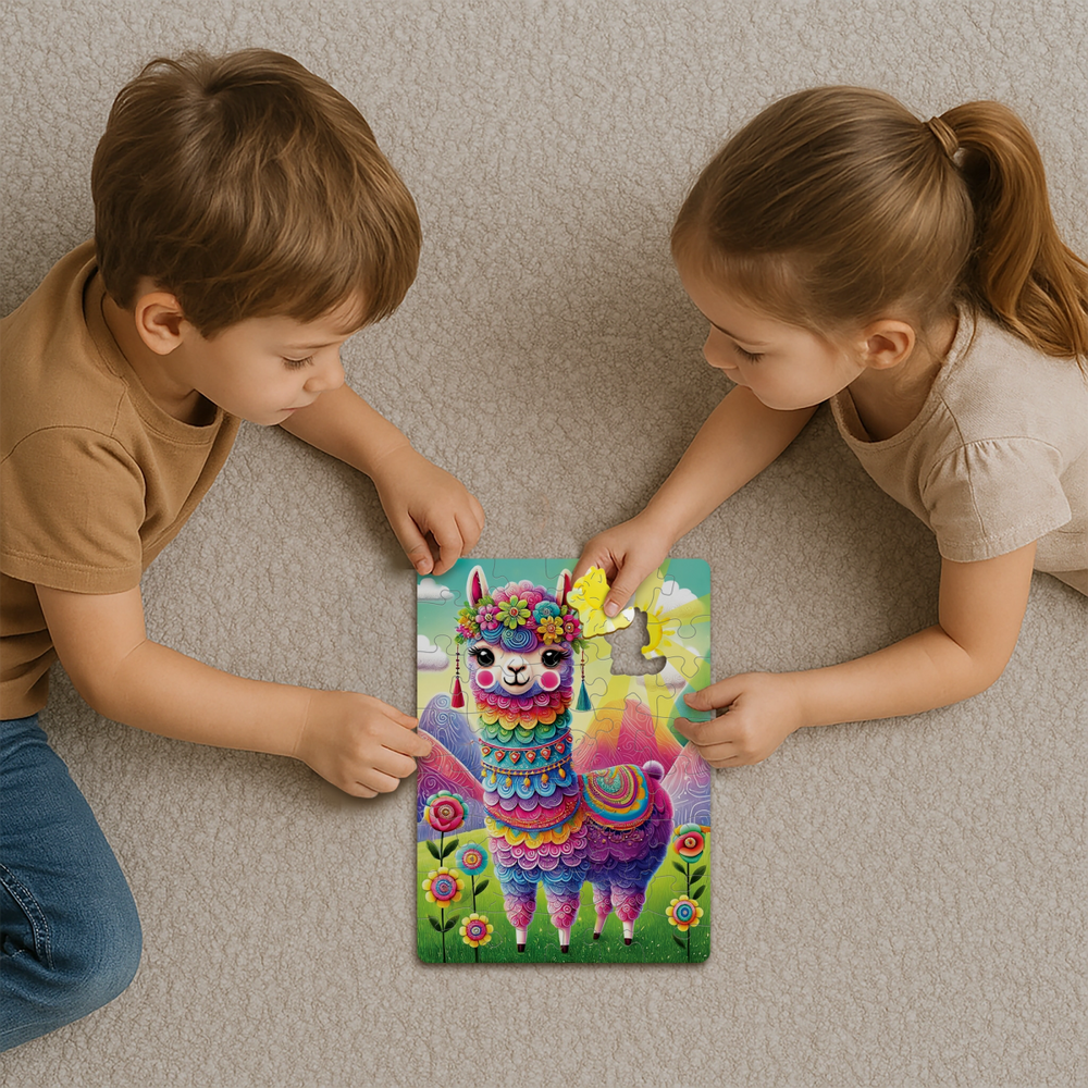 WOODEN.CITY – Regenbogen Ruft Zur Party | 3D Holzpuzzle - Lama Welt