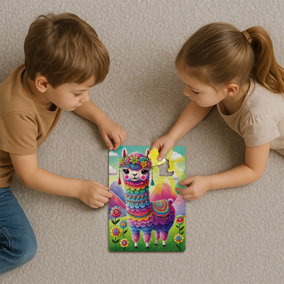 WOODEN.CITY – Regenbogen Ruft Zur Party | 3D Holzpuzzle - Lama Welt