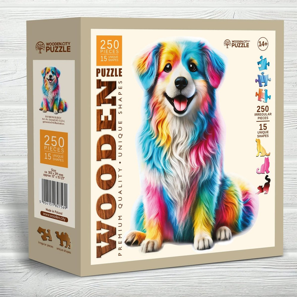 WOODEN.CITY – Regenbogenfreund | 3D Holzpuzzle - Lama Welt