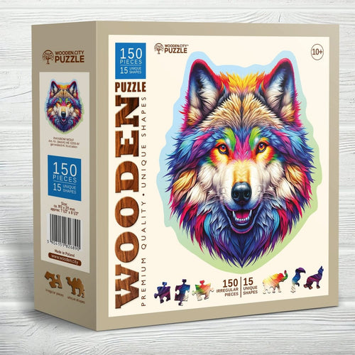 WOODEN.CITY – Regenbogenwolf | 3D Holzpuzzle - Lama Welt