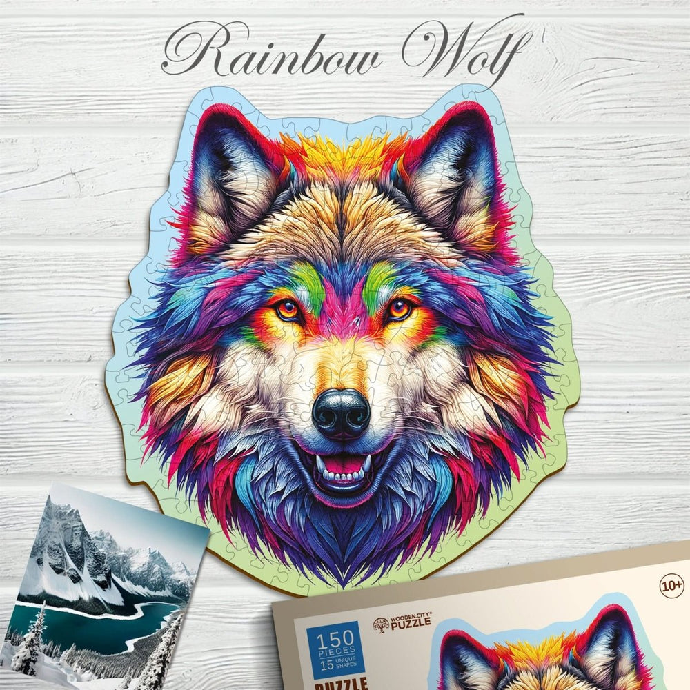 WOODEN.CITY – Regenbogenwolf | 3D Holzpuzzle - Lama Welt