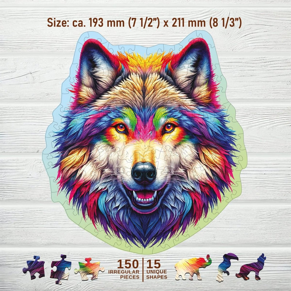 WOODEN.CITY – Regenbogenwolf | 3D Holzpuzzle - Lama Welt