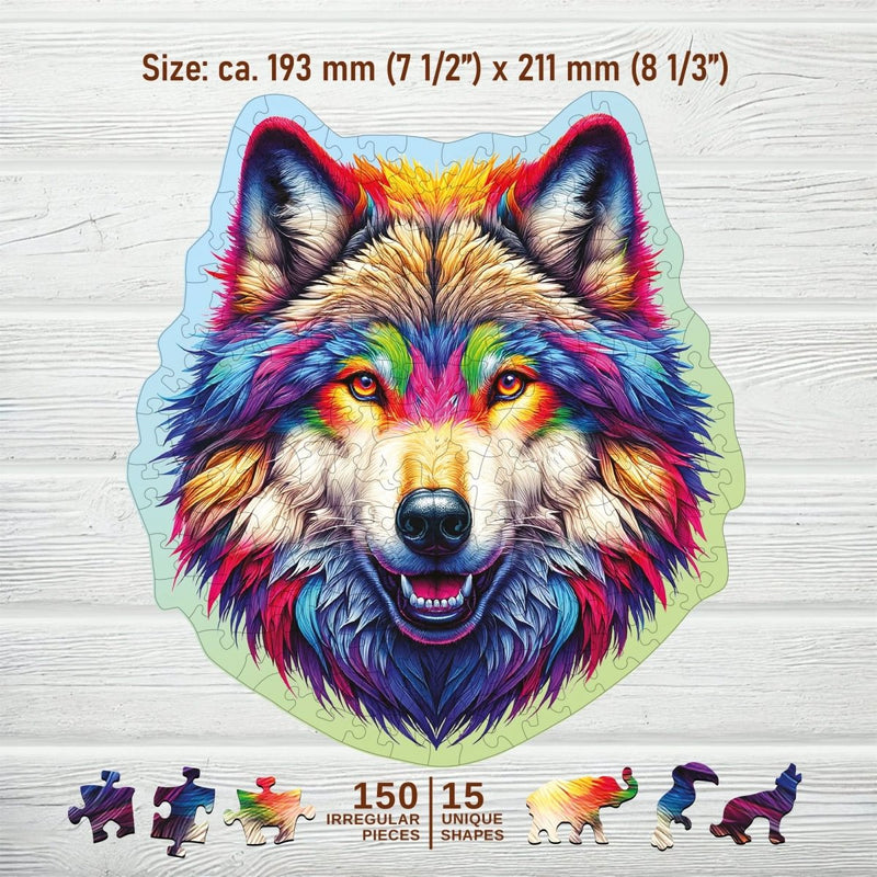 WOODEN.CITY – Regenbogenwolf | 3D Holzpuzzle - Lama Welt