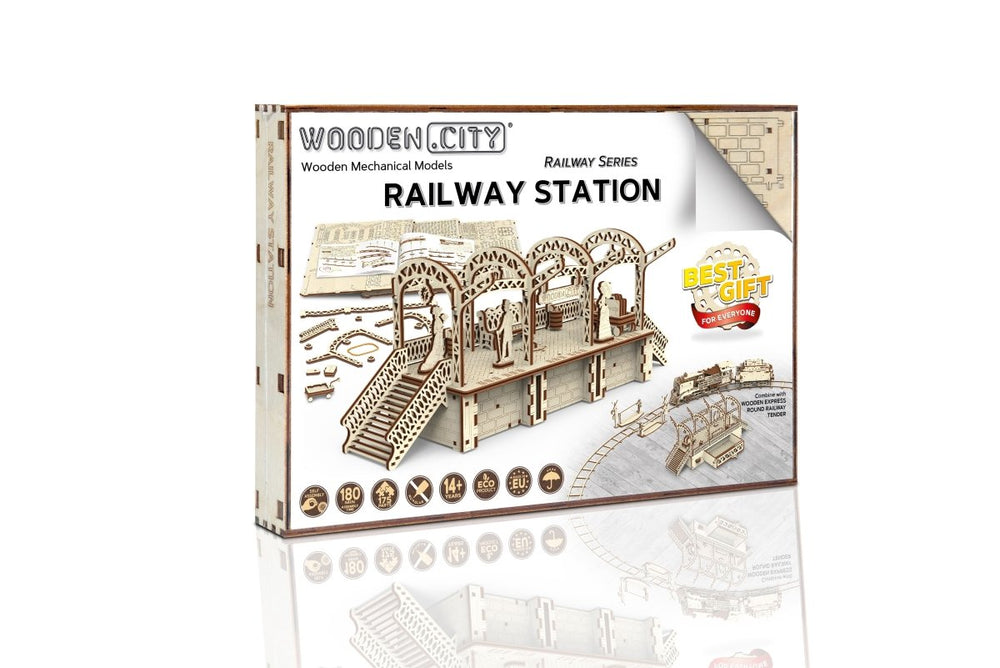 WOODEN.CITY – Rundbahn Mit Kreuzung | 3D Holzpuzzle - Lama Welt