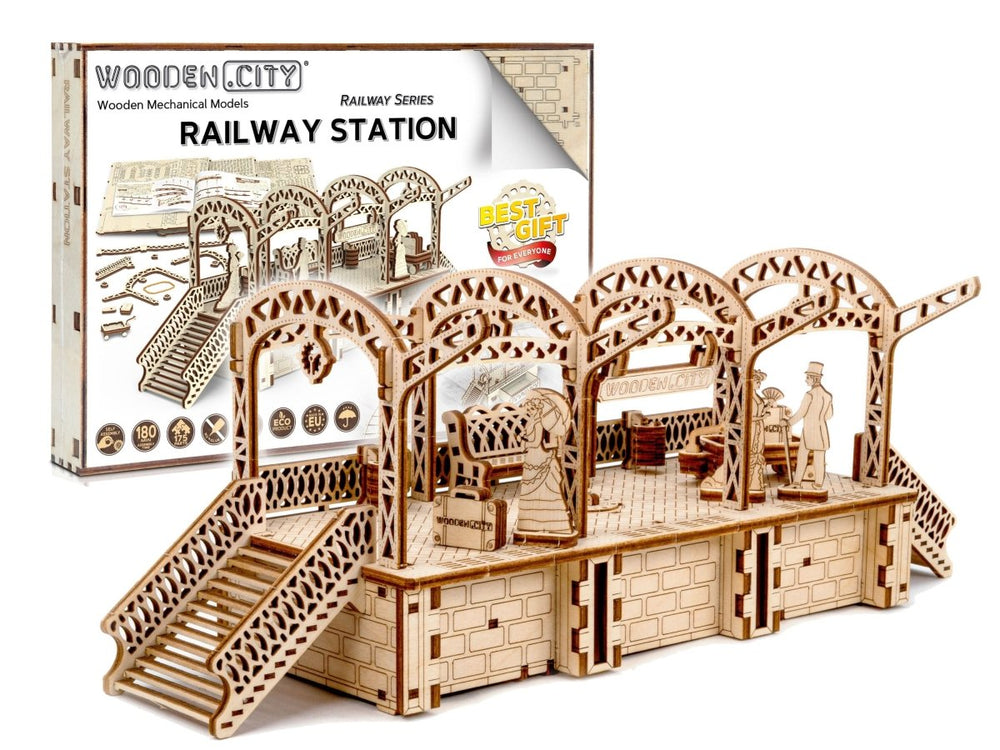 WOODEN.CITY – Rundbahn Mit Kreuzung | 3D Holzpuzzle - Lama Welt