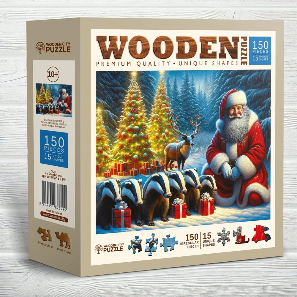 WOODEN.CITY – Santa Und Die Dachse | 3D Holzpuzzle - Lama Welt